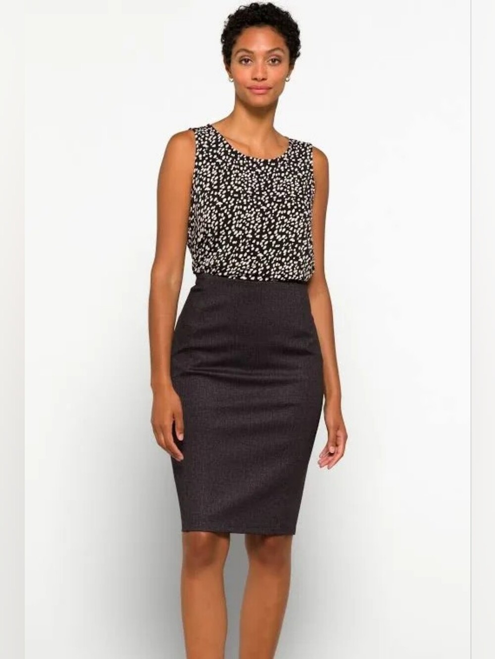 Liverpool Los Angeles Pencil Skirt, Stretch Ponte Skirt, Grey Tweed, 6/28, NWOT